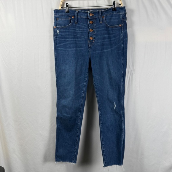 Madewell Denim - Madewell 10" High-Rise Skinny Jeans Button Fly Raw Hem Medium Wash Blue Women 31
